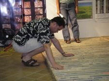 Man carefully studying Kimberlite Rocks